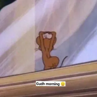 😌 70dbf137 Jerry Tom and Jerry Gudh morning Kreskówka, Mysz, Postać, Poranek, Pozdrowienie telegram sticker