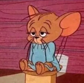 😒 ca6fde19 Jerry Tom and Jerry Kreskówka, Mysz, Zmęczony, Śpiący, Słodki telegram sticker