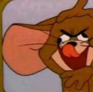 🥴 fbf10af4 Jerry Mouse Tom and Jerry Kreskówka, Mysz, Środkowy palec, Obraźliwe, Meme, Animacja telegram sticker