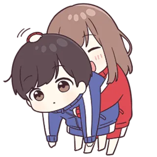 ❤️ 6df3f925 可爱, Q版, 动漫, 友谊, 卡通, 拥抱, 朋友 telegram sticker
