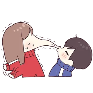 💙 87c62f2c 卡通, 亲吻, 情侣, 爱, 浪漫, 动漫 telegram sticker