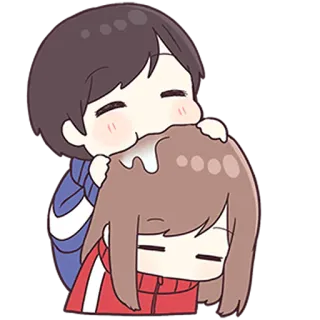 💙 a0605561 动漫, Q版, 可爱, 情侣, 爱, 拥抱 telegram sticker