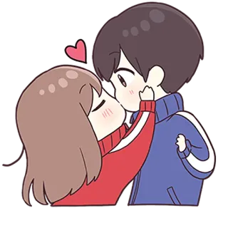 ❤️ ae082d90 卡通, 情侣, 爱, 吻, 浪漫, 心 telegram sticker