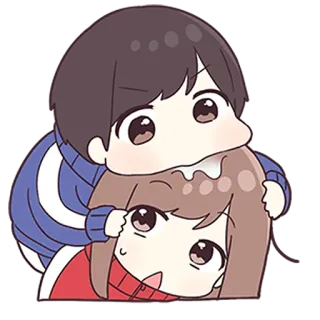 💙 b025032f 动漫, 卡通, 拥抱, 情侣, 可爱 telegram sticker