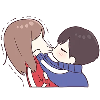 💙 c2fb6689 卡通, 亲吻, 情侣, 动漫, 浪漫 telegram sticker