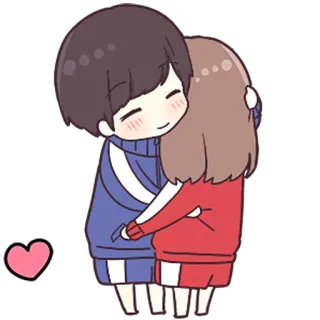 💙 dd487463 卡通, 爱, 情侣, 拥抱, 友谊, 可爱 telegram sticker