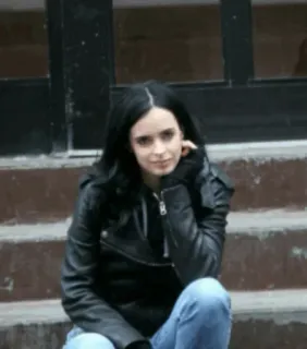 🥀 45b4f39a Jessica Jones Frau, Lederjacke, Fernsehserie, Held, sitzen telegram sticker