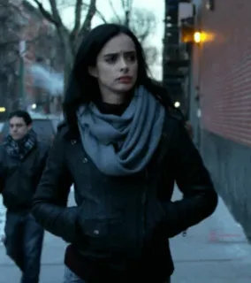 🥀 6689c44a Jessica Jones frau, jacke, schal, marvel, figur, fernsehen, comic telegram sticker