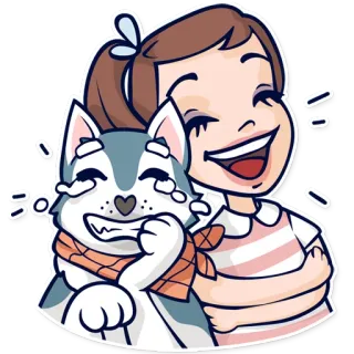 😂 506acf08 meisje, hond, husky, schattig, cartoon, glimlach, sjaal telegram sticker