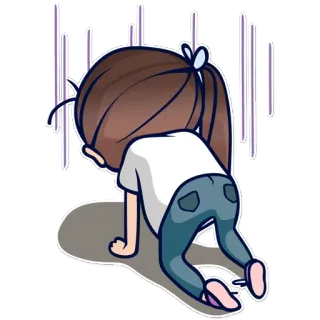 😞 85082545 Cartoon, Meisje, Boos, Verdrietig, Huilend, Uitgeput telegram sticker
