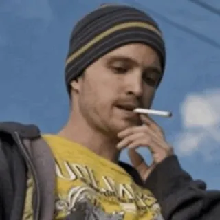 🖤 b357708d Jesse Pinkman Breaking Bad jesse, pinkman, cigarrillo, fumando, droga, sombrero, serie whatsapp sticker
