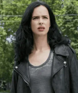 🥀 46bc7098 Jessica Jones ผู้หญิง, ผมสีน้ำตาล, เสื้อแจ็คเก็ตหนัง, รายการทีวี, มาร์เวล, เจสสิก้า โจนส์ whatsapp sticker