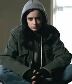 🥀 cea63f9b Jessica Jones ผู้หญิง, เสื้อฮู้ด, ถุงมือ, นั่ง, เคร่งขรึม, โทรทัศน์ whatsapp sticker