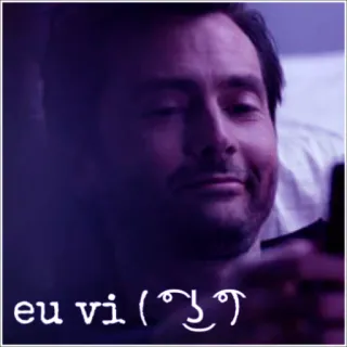 😏 38ebada9 eu vi (ꈍᴗꈍ) người, nam, cười, chữ, vui vẻ, biểu cảm, meme whatsapp sticker