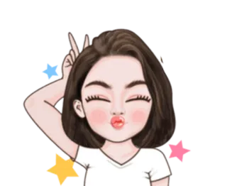 👩 437681cf アニメの女の子, 絵文字, ピースサイン, 星, かわいい, キス telegram sticker