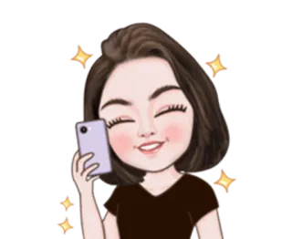 👩 9e9c745f 漫画, 女の子, 携帯電話, キラキラ, ポートレート telegram sticker