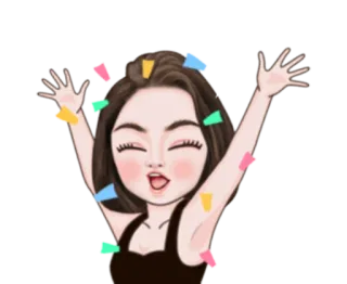 👩 9faa3de9 お祝い, 紙吹雪, 漫画, 女性, 陽気, 幸せ telegram sticker