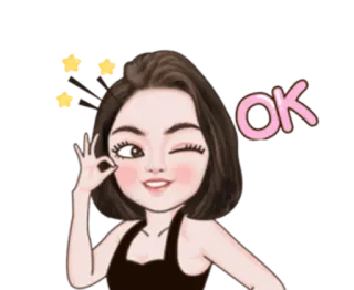 👩 f6d0449b OK 女性, ウインク, OK, 星, 女の子, かわいい telegram sticker