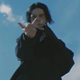 🖕 004631e4 person, middle finger, offensive, gesture, sky, portrait telegram sticker