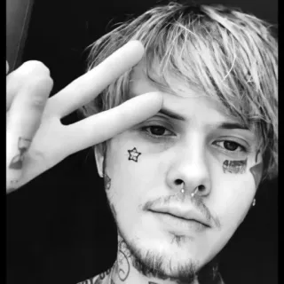 ✌️ 61efa03f person, man, portrait, face, tattoo, black and white telegram sticker