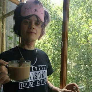 ☕️ adde2f34 PARENTAL ADVISORY EXPLICIT CONTENT person, coffee, cigarette, window telegram sticker