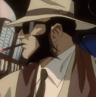 ⚓️ a3147a7e Anime, Dessin animé, Homme, Chapeau, Cigare, Lunettes de soleil telegram sticker