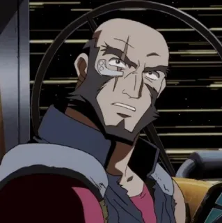 🔩 c3a72b7e Jet Black Cowboy Bebop Anime, Western spatial, Chasseur de primes, Science-fiction, Jet Black telegram sticker