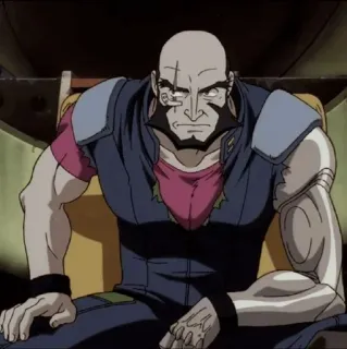 🔩 d924601f Jet Black Cowboy Bebop Noir de jais, Cowboy Bebop, Anime, Personnage, Homme, Chauve telegram sticker