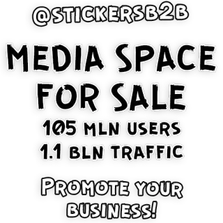 🤝 e5c488a5 MEDIA SPACE
FOR SALE
105 MLN USERS
1.1 BLN TRAFFIC
PROMOTE YOUR
BUSINESS! reclame, bedrijf, media, verkoop, marketing telegram sticker
