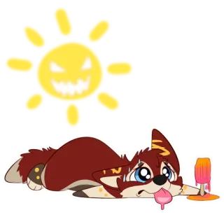 ☀️ 2652ee1a мультфильм, животное, солнце, уставший, эскимо, измученный telegram sticker