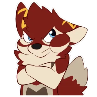 😒 6d3a0aeb Фурри, Антропоморфный, Лиса, Мультфильм, Животное, Милый, Самодовольный, Скрещенные руки telegram sticker