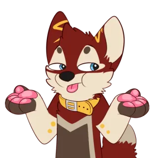 🤷‍♀️ 9c18d879 Фурри, Антропоморфный, Собака, Мультфильм, Юмор, Мем, Показывает язык, Пожимает плечами telegram sticker