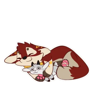 💤 c8c1a139 лиса, коза, мультфильм, животное, милый, спящий, дружба telegram sticker