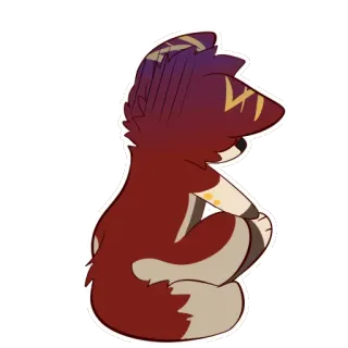 😨 de68521d Фурри, Антропоморфный, Грустный, Сидящий, Мультик, Животное, Персонаж, Стикер telegram sticker