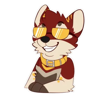 😎 f38ba73e Фурри, Лиса, Солнцезащитные очки, Животное, Мультфильм, Антропоморфный telegram sticker