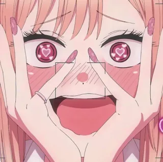 ๐ a58aa906 anime, girl, cute, blush, love, hearts, marin kitagawa telegram sticker