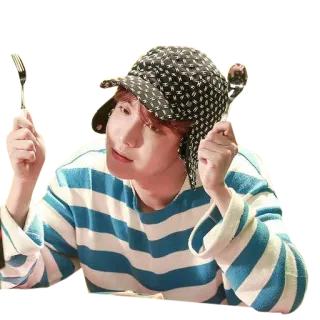 🍽 d57e28dc 人, 帽子, 叉子, 勺子, 吃 telegram sticker