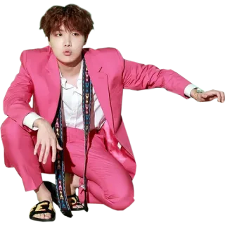 😳 f34765fc J-Hope J-Hope, BTS, 韩国流行音乐, 粉色西装, 歌手 telegram sticker