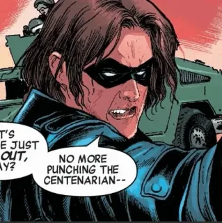 🛡 5aa3465f NO MORE PUNCHING THE CENTENARIAN-- cómic, puñetazos, violencia, vehículo militar whatsapp sticker