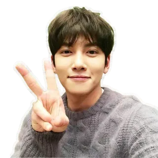 ✌️ af232a6b pria, simbol perdamaian, korea, sweter, pria, orang, potret whatsapp sticker