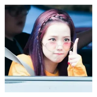 🌻 8db18478 femme, lunettes, cheveux violets, coréenne, asiatique, mignon, lunettes coeur, fille whatsapp sticker