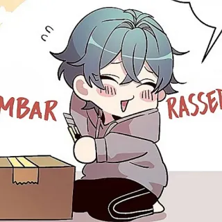 🫐 aa6f8591 AMBAR RASSE милый, аниме, мультфильм, чиби, почта, доставка, посылка, канцелярский нож whatsapp sticker