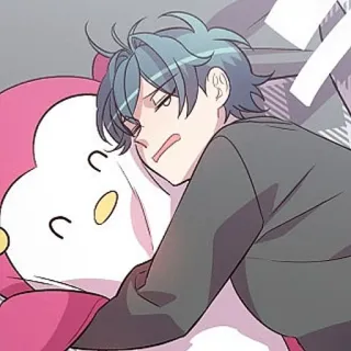 🫐 cc9e1a92 Аниме, Мультфильм, Спит, Подушка, Объятие, Расслабленный, Комфорт, Милый whatsapp sticker