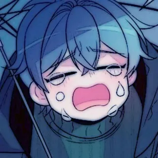 🤖 42c38b15 weinend, traurig, Anime, Manga, blaue Haare, verärgert telegram sticker