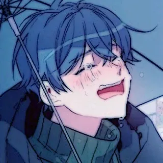 🤖 b68afd39 Anime, weinen, traurig, Regen, Regenschirm, emotional, Manga, Charakter telegram sticker