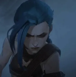 🌀 0d804626 Jinx Arcane Arkan, Jinx, League of Legends, wütend, blaue Haare telegram sticker
