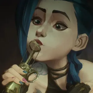 🌀 32211d06 Jinx Arcane Jinx, Arcane, League of Legends, Drogenutensilien, blaue Haare telegram sticker
