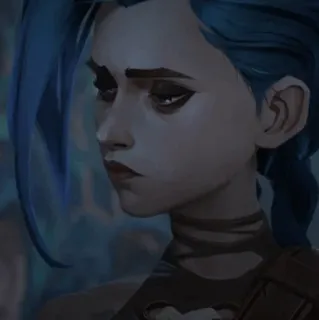 🌀 5f6c135a Jinx Arcane Anime, blaue Haare, traurig, Charakter, animiert telegram sticker