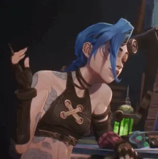 🌀 8fe69e47 Jinx Arcane Jinx, Arcane, League of Legends, blaue Haare, animiert telegram sticker