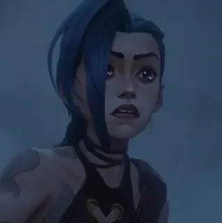 🌀 9131289a Jinx Arcane Jinx, Arcane, League of Legends, Cartoon, Blaue Haare telegram sticker